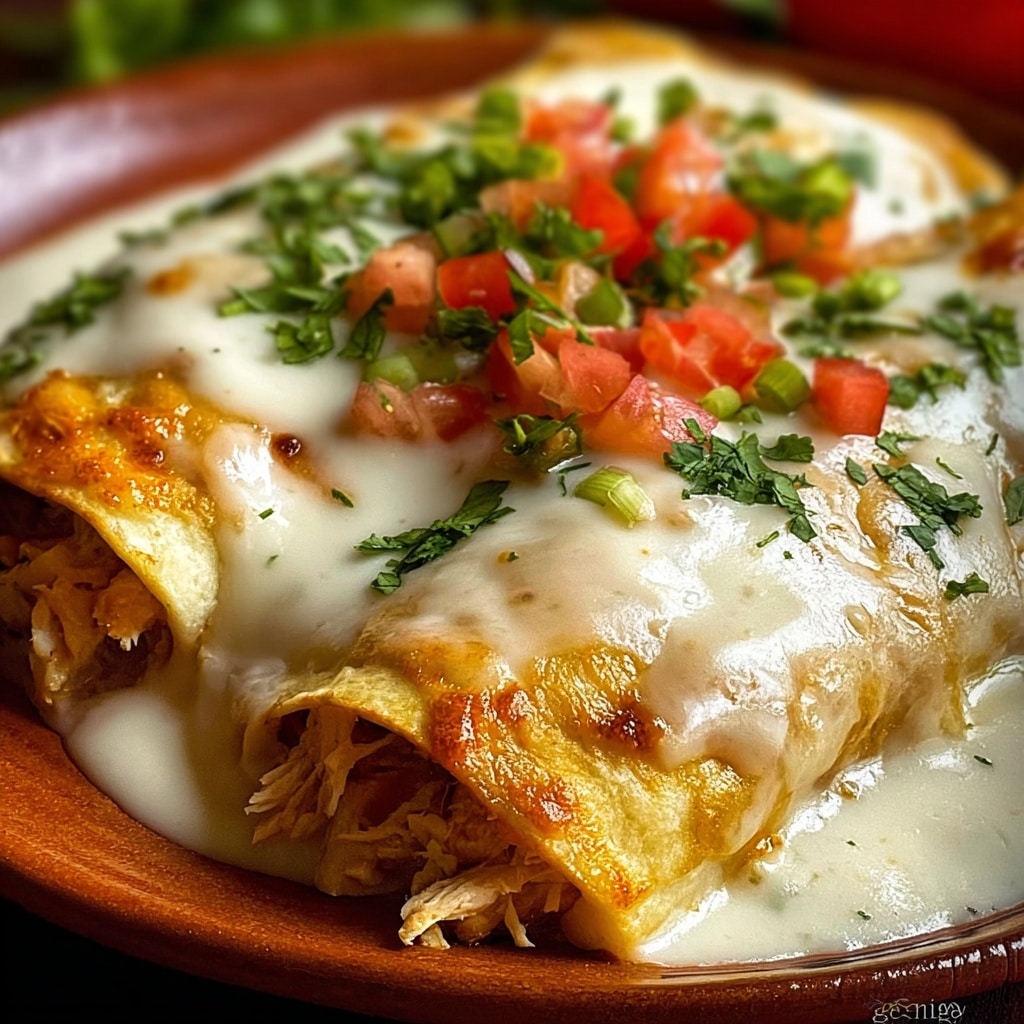 Chicken Enchiladas with Sour Cream White Sauce Recipe - Recipe Image