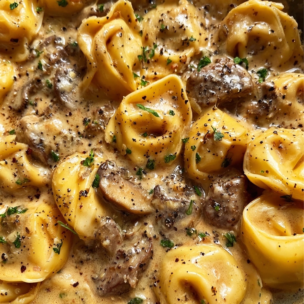 Cheesesteak Tortellini in Creamy Provolone Sauce Recipe - Recipe Image
