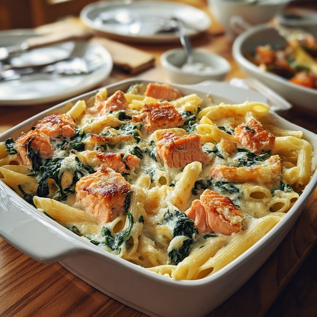Spinach Salmon Pasta Recipe - Recipe Image