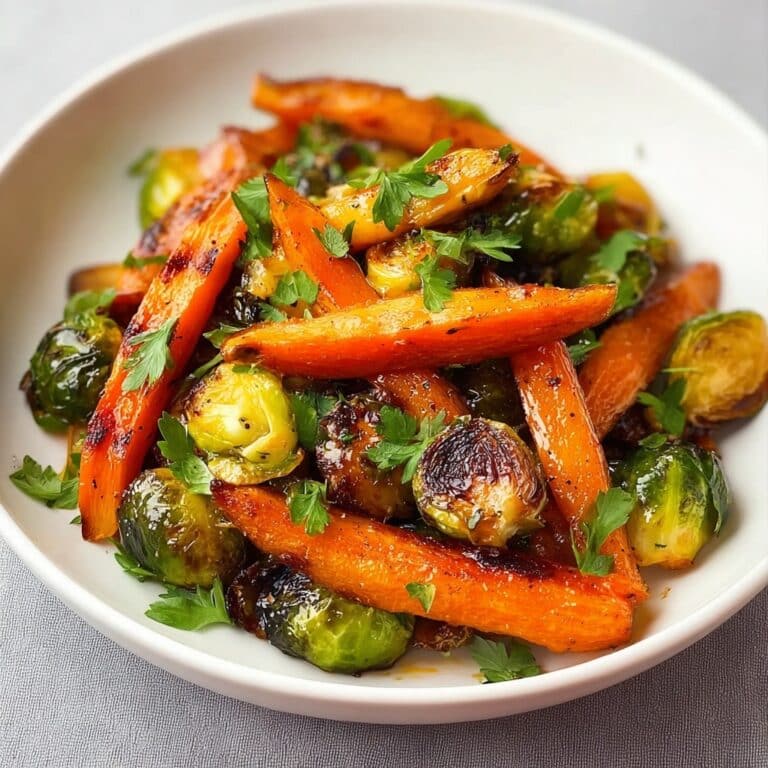 Crispy Maple Glazed Carrots and Brussel Sprouts Recipe