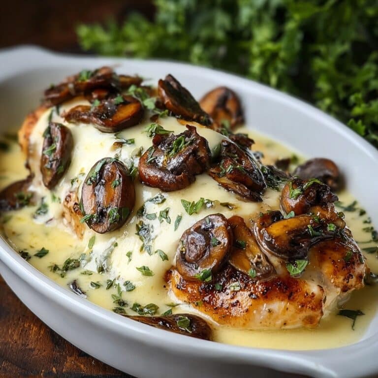 Cheesy Garlic Butter Mushroom Stuffed Chicken Recipe