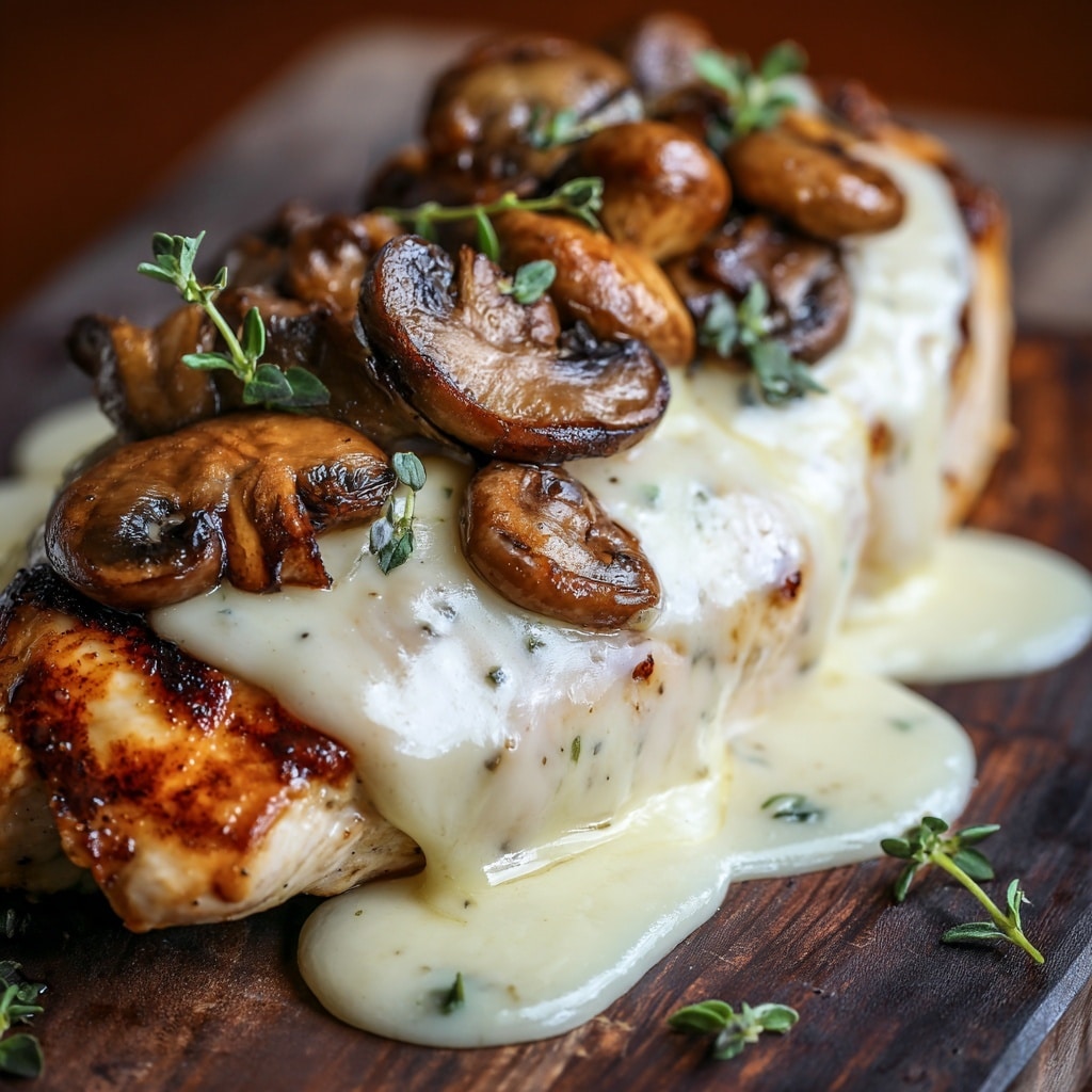 Cheesy Garlic Butter Mushroom Stuffed Chicken Recipe - Recipe Image