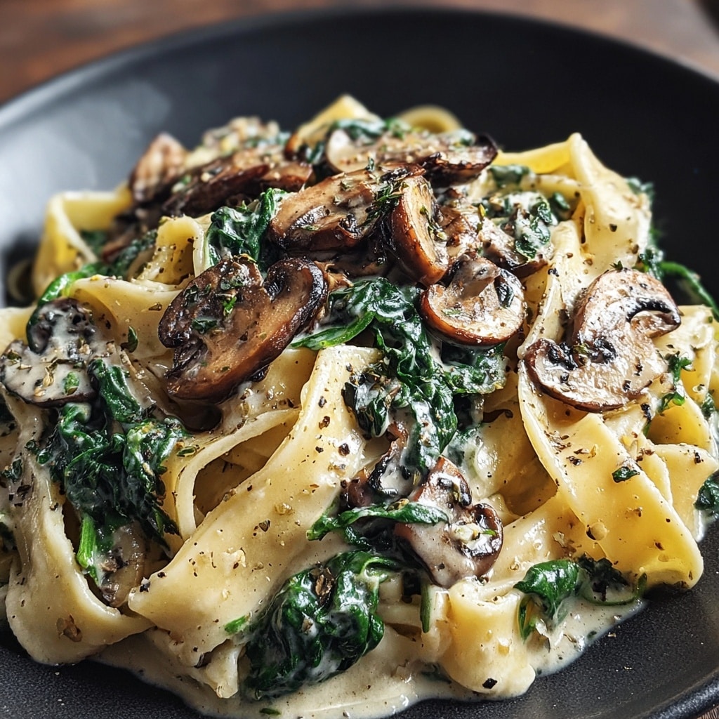 Spinach Mushroom Pasta Recipe - Recipe Image