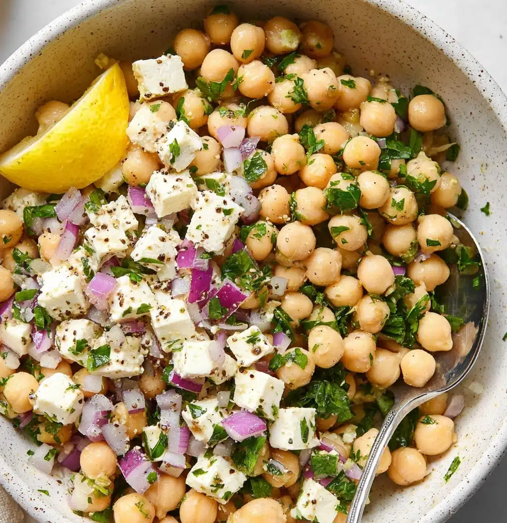 Lemony Chickpea Feta Salad (Gluten Free) Recipe - Recipe Image