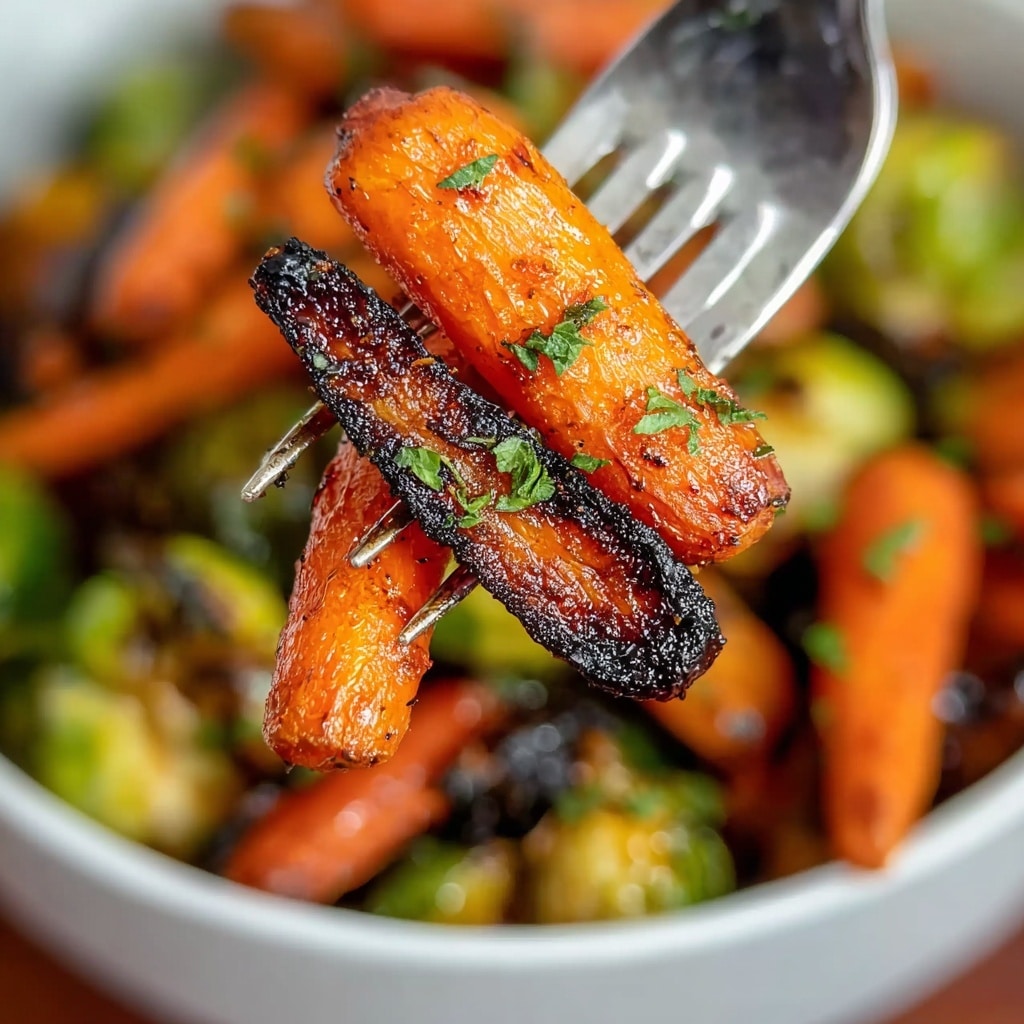 Crispy Maple Glazed Carrots and Brussel Sprouts Recipe - Recipe Image