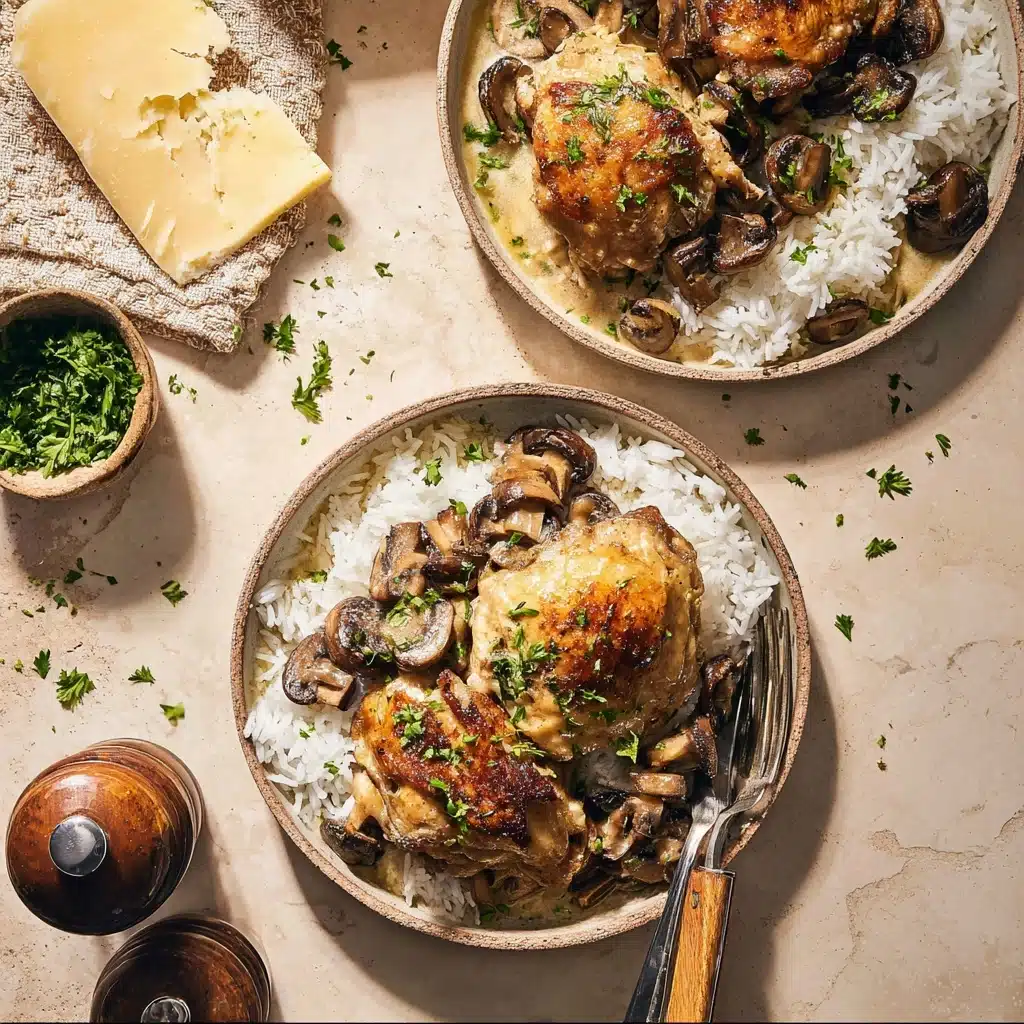 Creamy Garlic Mushroom Chicken Thighs Recipe - Recipe Image