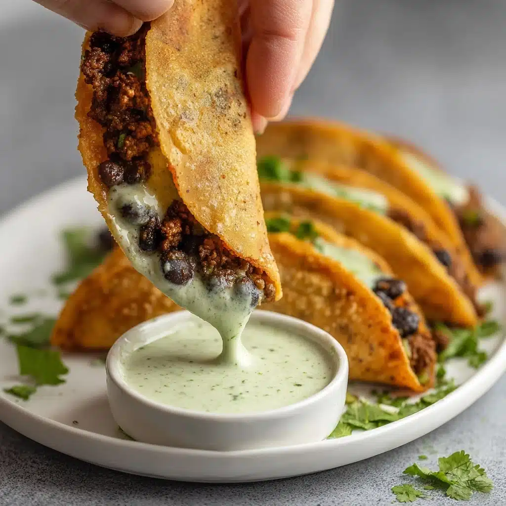 Crispy Baked Ground Turkey Tacos with Avocado Sauce Recipe - Recipe Image
