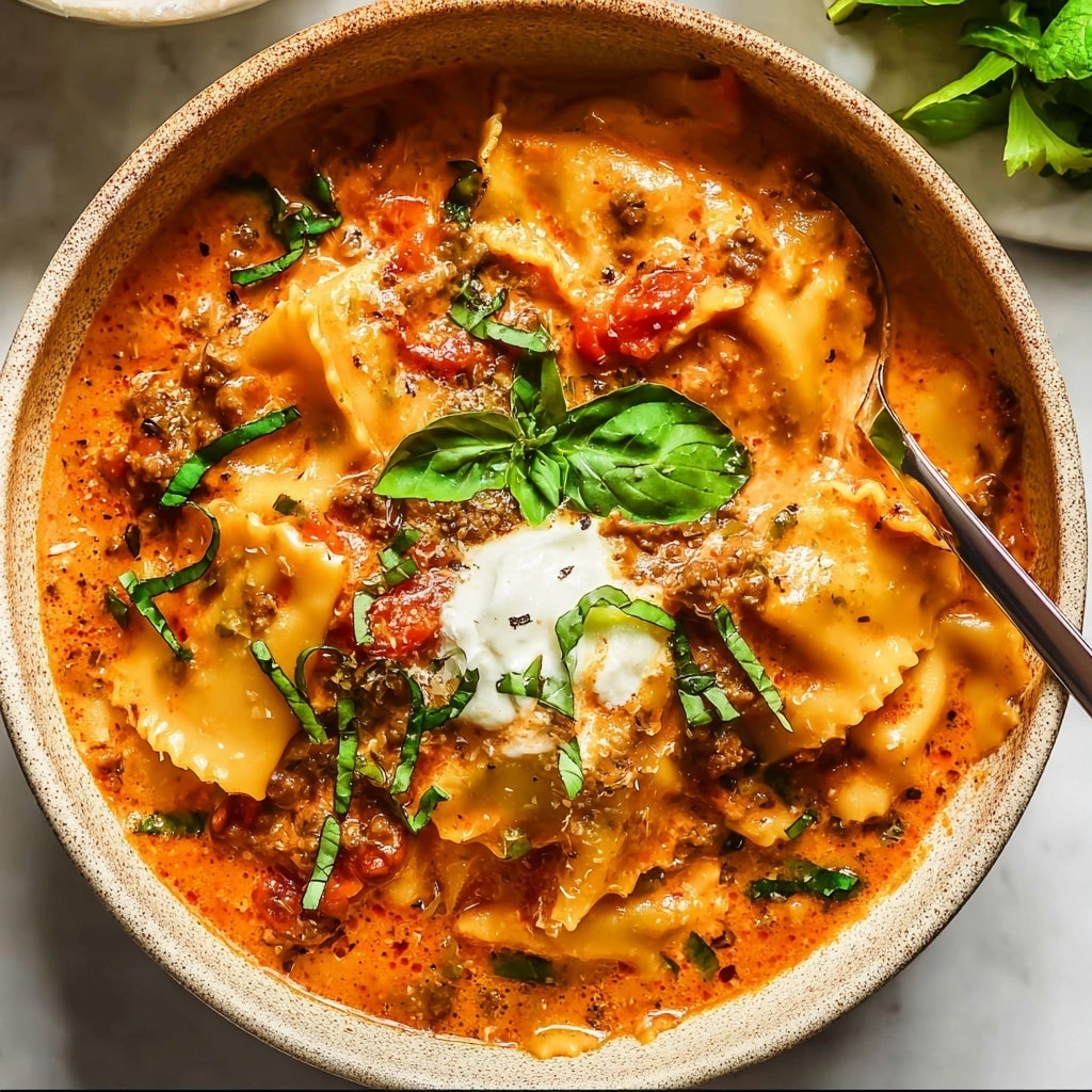 Easy Creamy Lasagna Soup Recipe - Recipe Image
