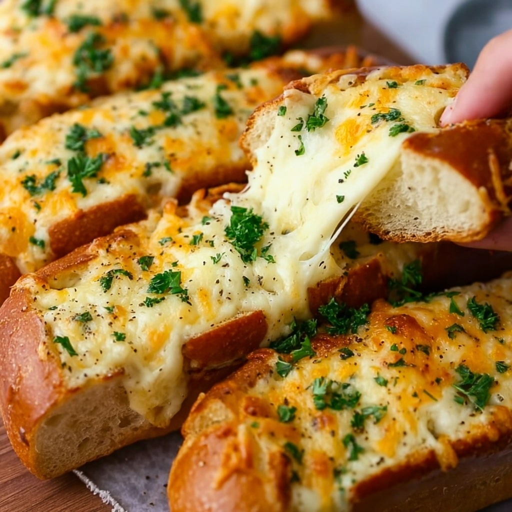 Tasty Cheesy Garlic Bread Recipe - Recipe Image