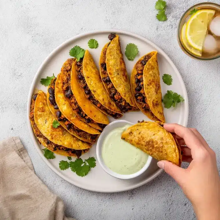 Crispy Baked Ground Turkey Tacos with Avocado Sauce Recipe