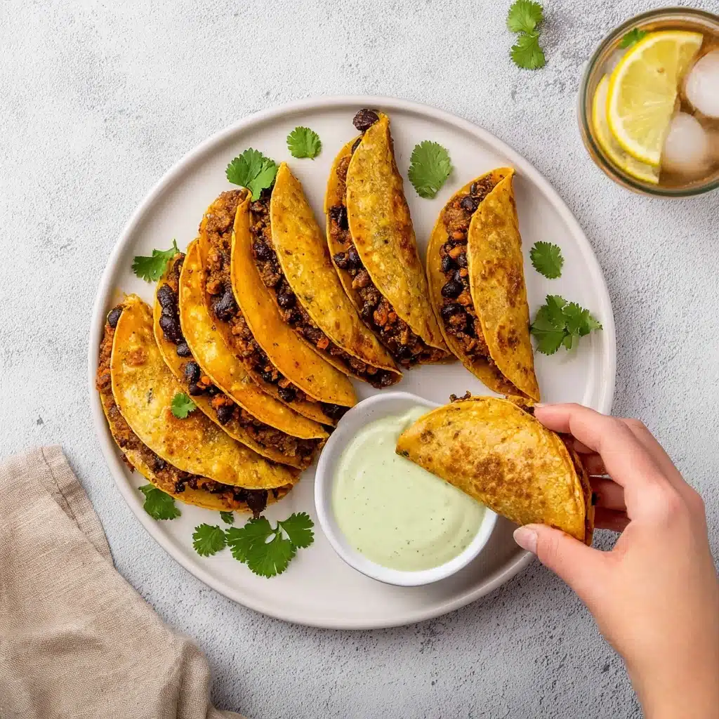 Crispy Baked Ground Turkey Tacos with Avocado Sauce Recipe - Recipe Image