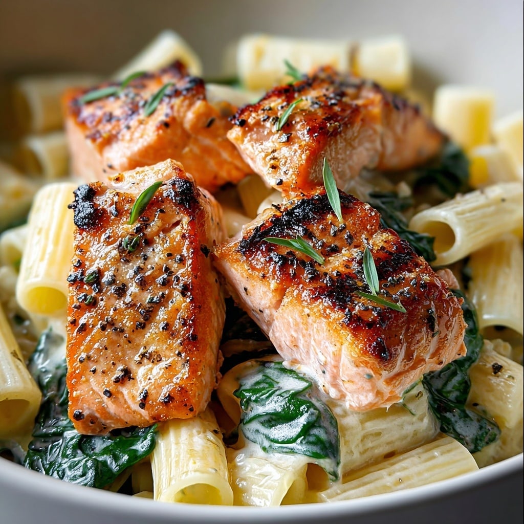 Salmon Spinach Pasta Dish: A Delicious and Nutritious 
Recipe - Recipe Image