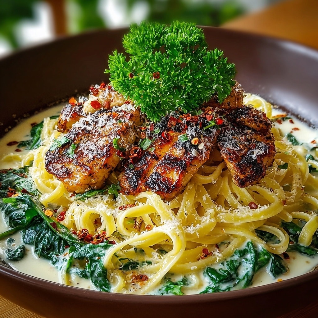 Creamy Garlic Parmesan Pasta with Spinach Recipe - Recipe Image