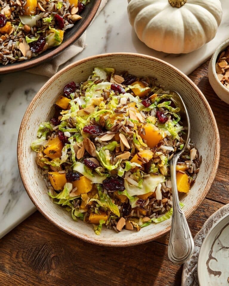 Wild Rice Pilaf with Roasted Delicata Squash, Brussels Sprouts, Cranberries, and Almonds Recipe