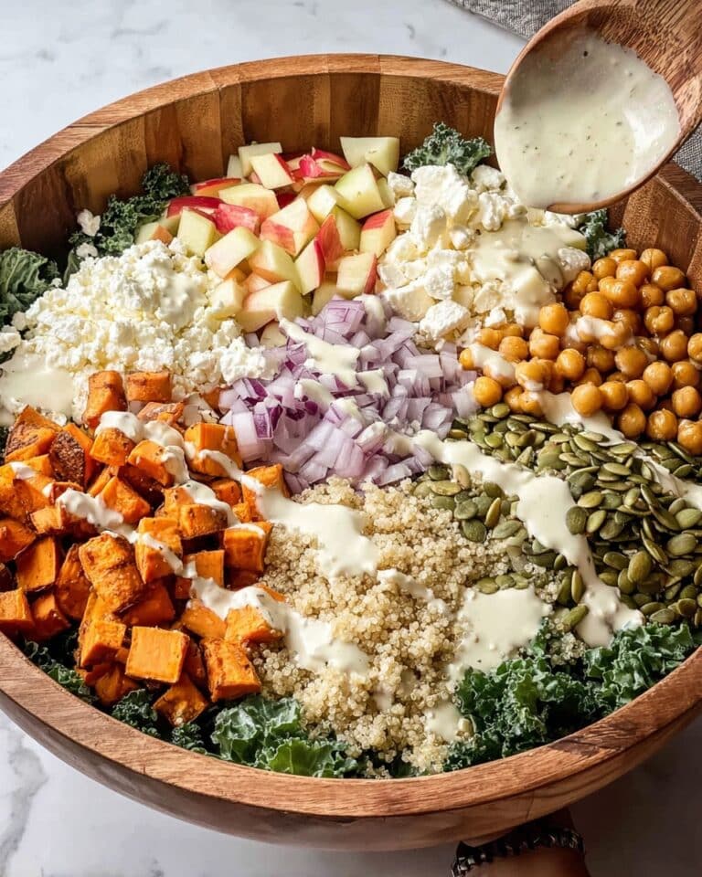 Simple Kale Harvest Salad with Maple Tahini Dressing Recipe