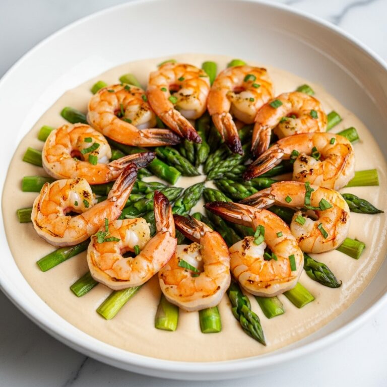 Shrimp and Asparagus Bowl with Creamy Garlic Sauce Recipe