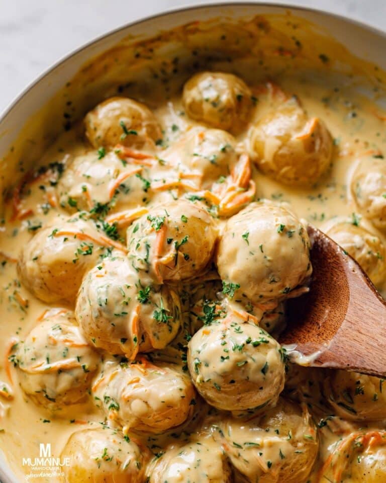 Creamy Baby Potatoes with Carrots and Parsley Recipe
