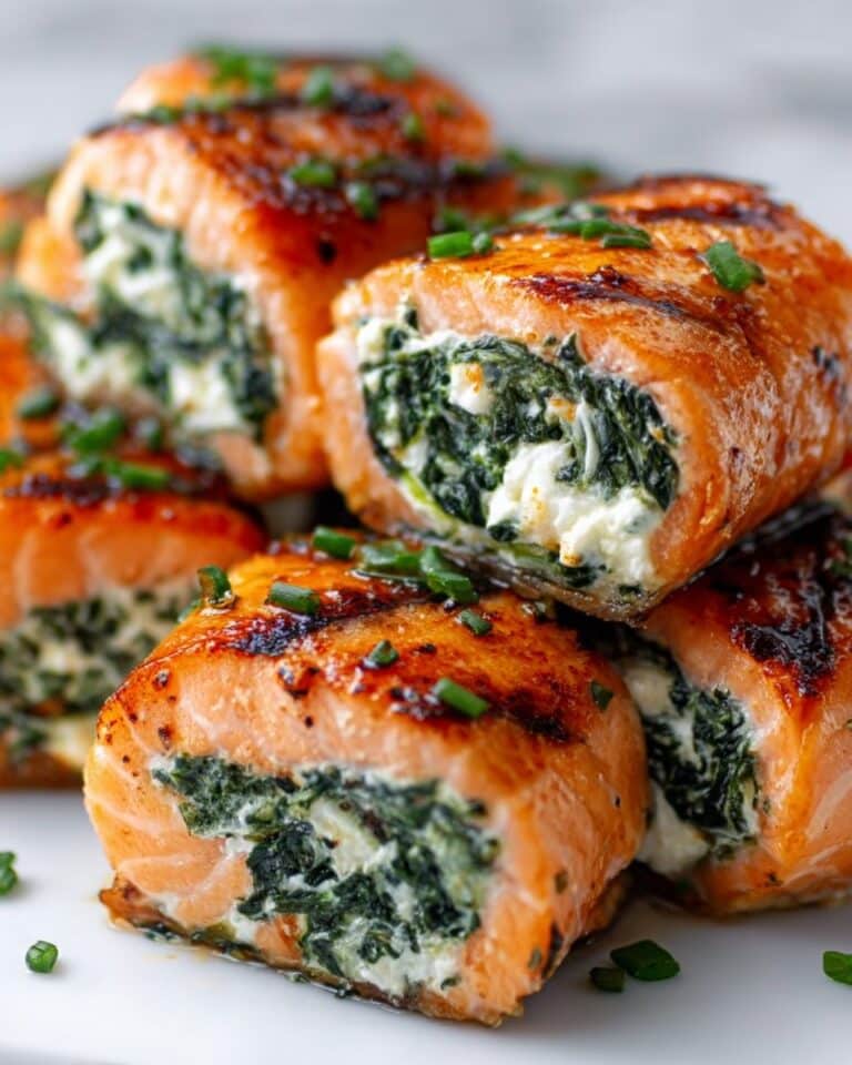 Spinach & Feta Stuffed Salmon Pinwheels Recipe