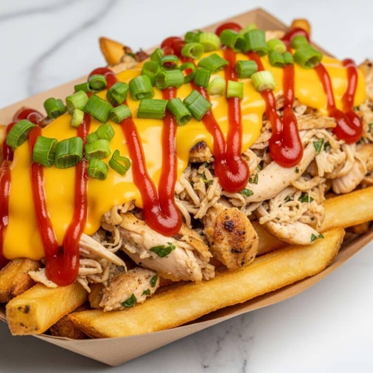 Chicken Loaded Fries with BBQ Chicken, Cheddar, Mozzarella, and Toppings Recipe