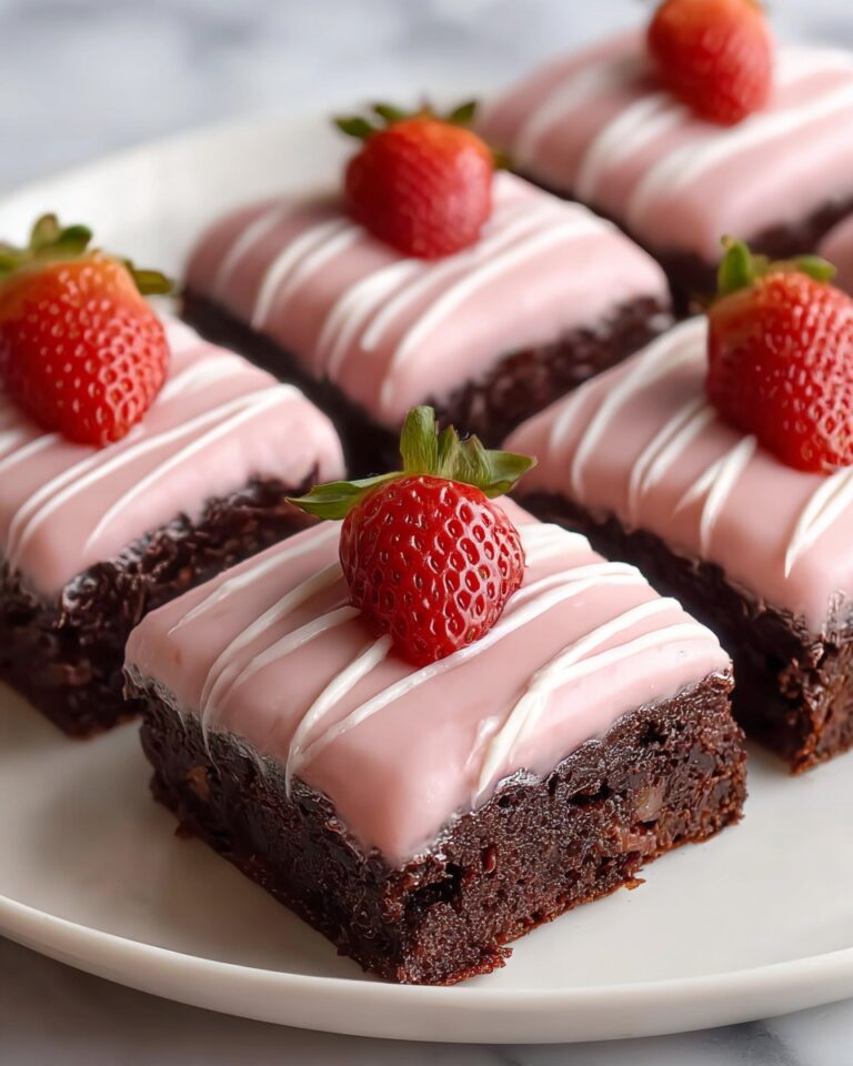 Strawberry Frosted Heart-Shaped Brownies Recipe